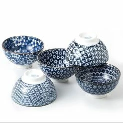 Noritake Nami Japanese Porcelain 5 Piece Rice Bowl Set 12cm