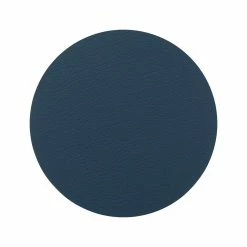 Ziczac Togo 4 Piece Faux Leather Coaster Set 10cm Blue