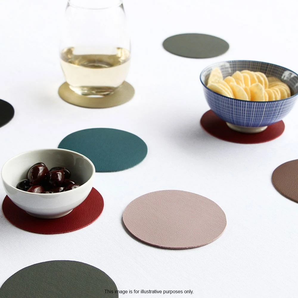 Ziczac Togo 4 Piece Faux Leather Coaster Set 10cm Grey - Image 5